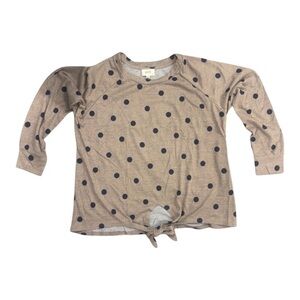 Perch by Blu Pepper Women's Tan Polka Dot Front Tie Top | Size 1X | NWT